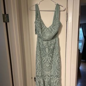 NEVER WORN lace tie strap midi bridesmaid dress